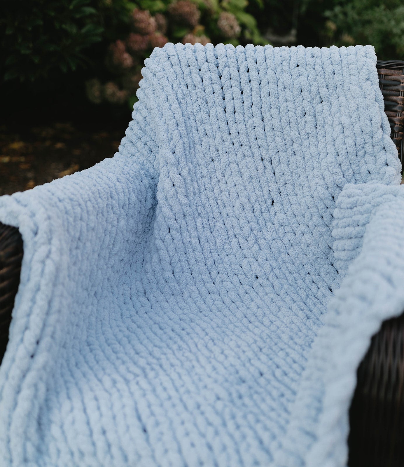Powder Blue Chunky Knit Blanket