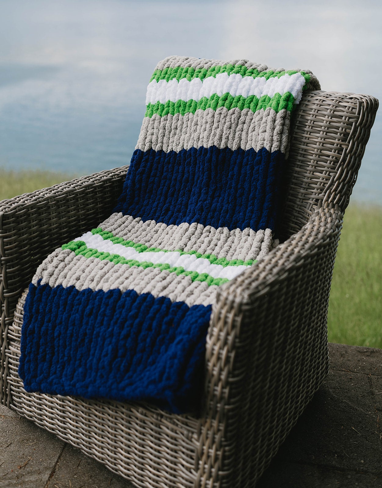 Seattle Seahawks Inspired Chunky Knit Blanket