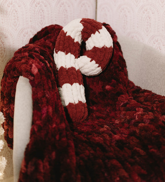 Candy Cane Chunky Knit Pillow