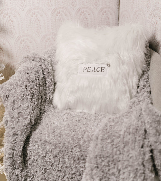 "Peace" Long Pile Faux Fur Pillow