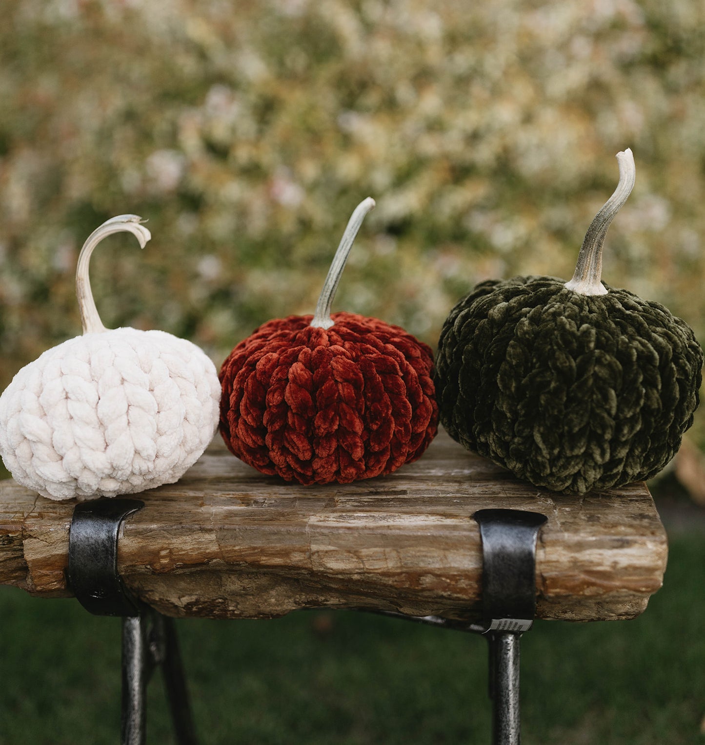 Chunky Knit Velvet Pumpkins
