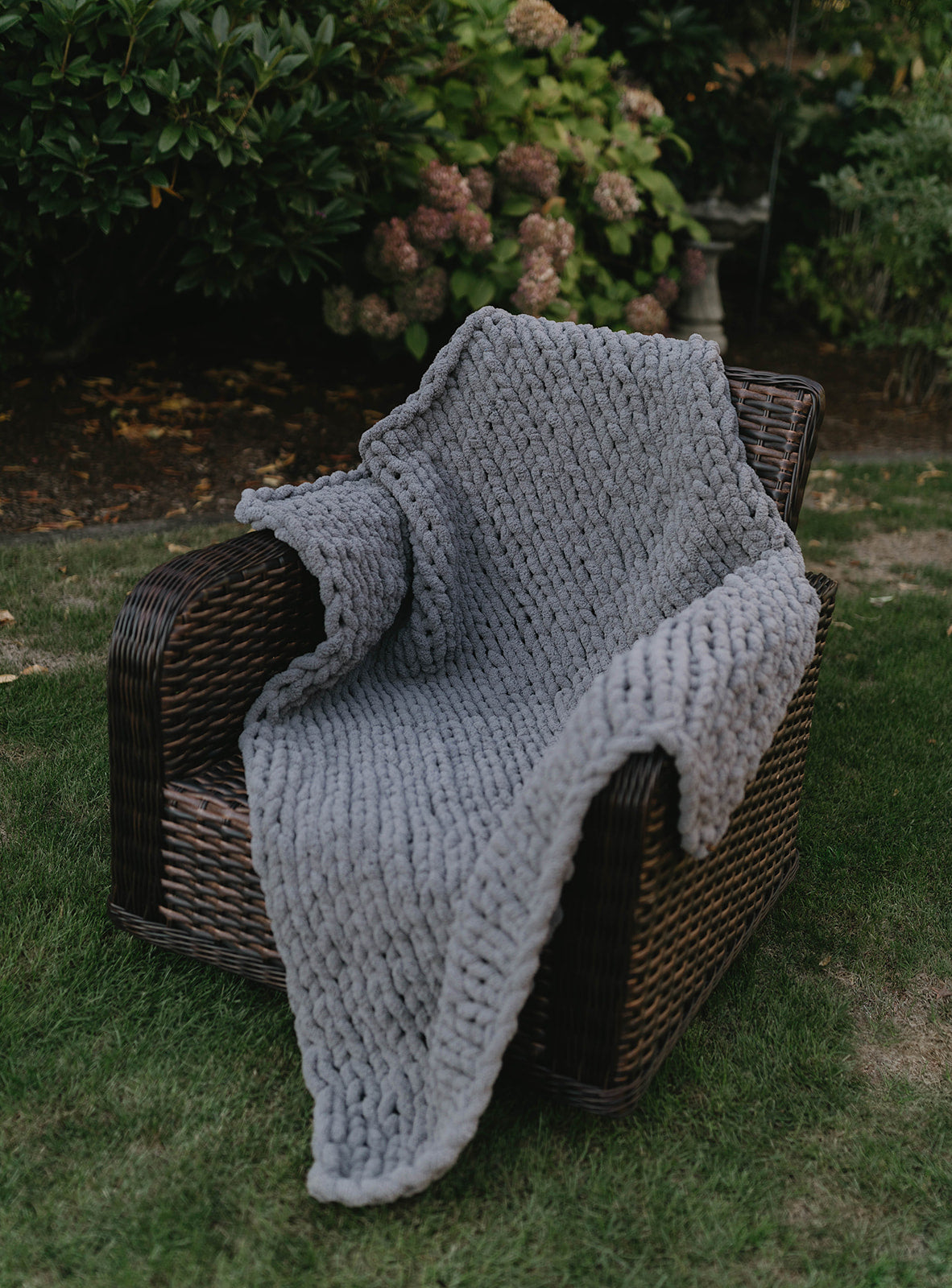 Dark Gray Chunky Knit Blanket
