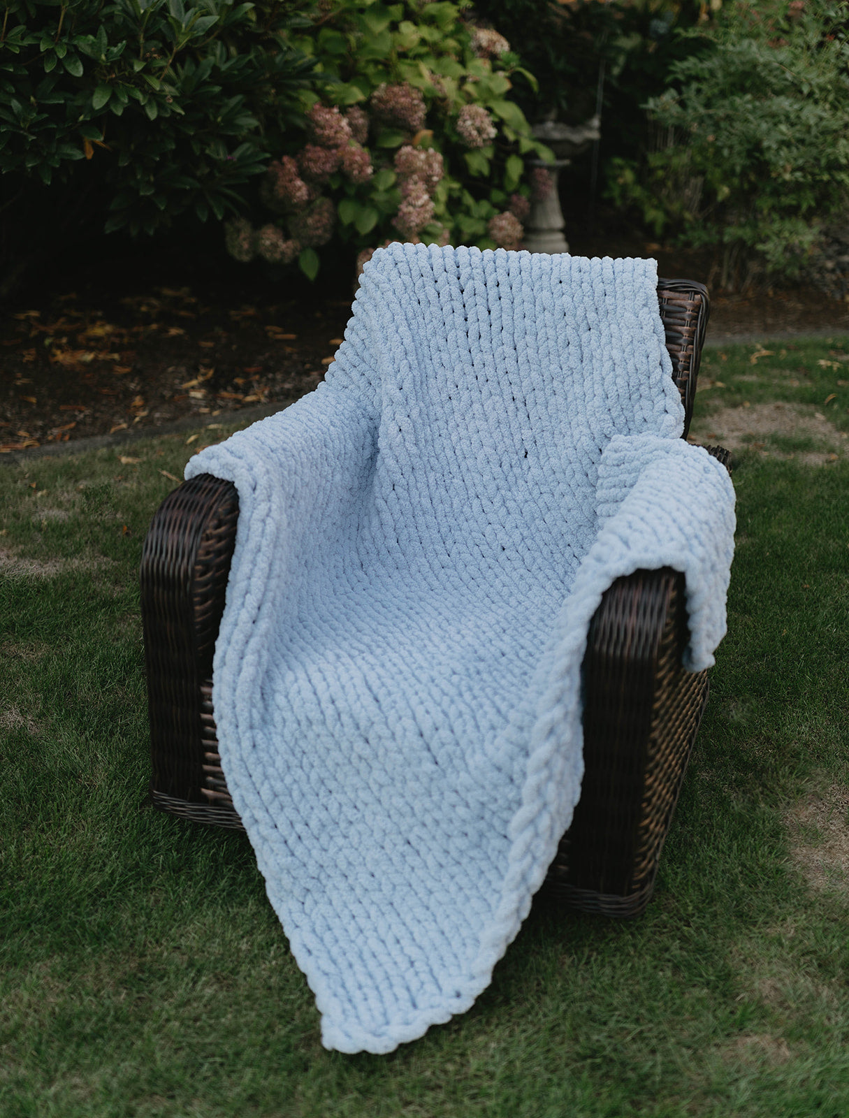 Powder Blue Chunky Knit Blanket