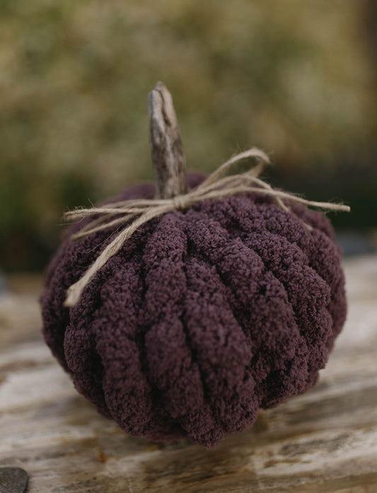Rustic Plum Chunky Knit Pumpkin