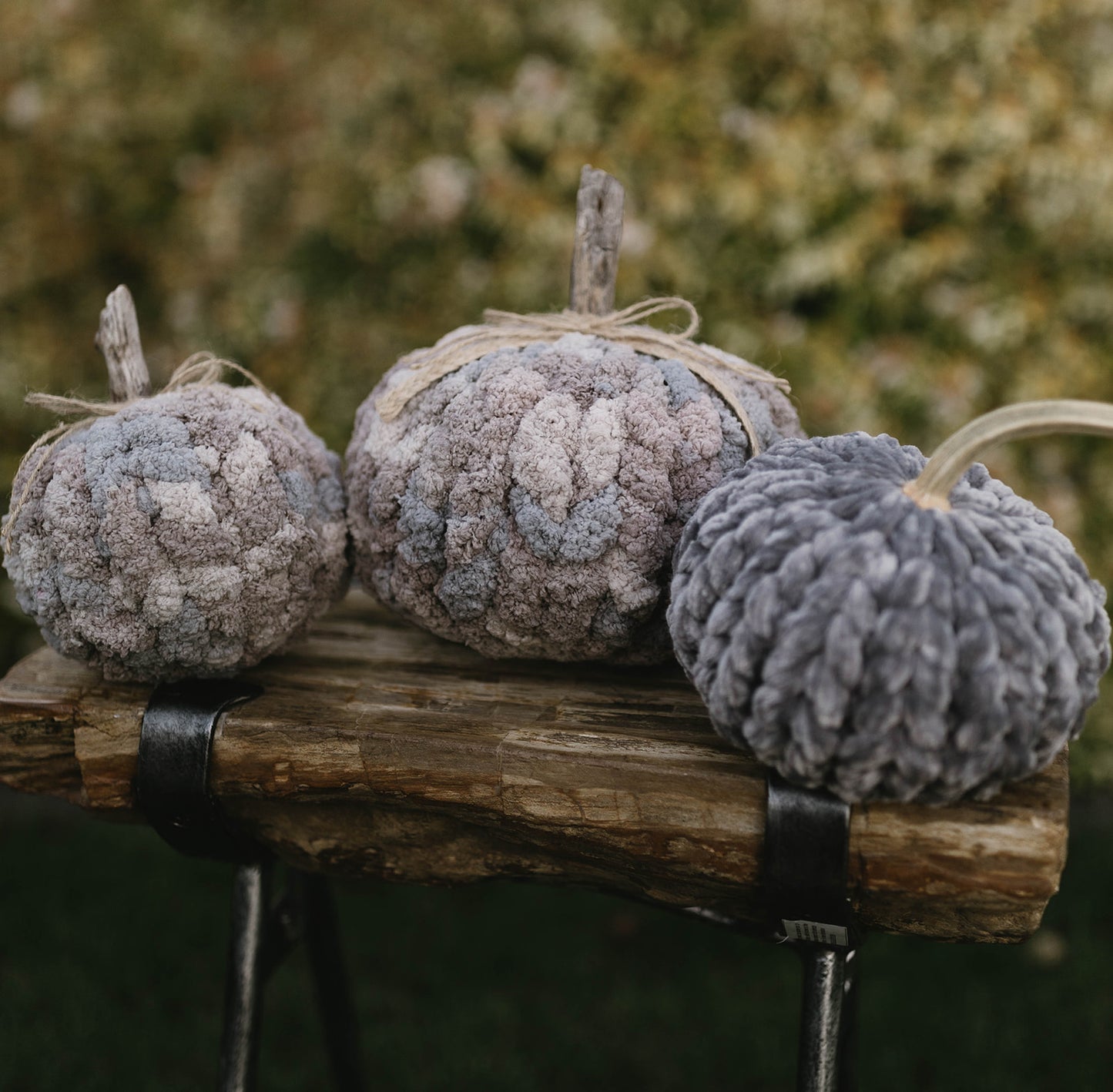 Silver Granite Chunky Knit Pumpkin