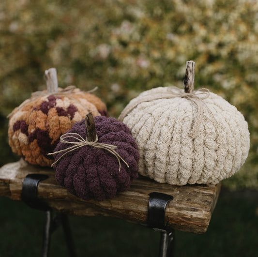 Mulberry Maple Chunky Knit Pumpkin Trio