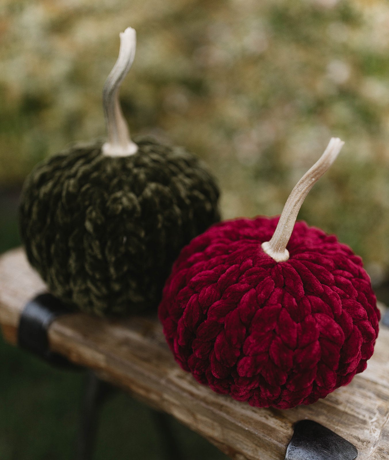 Chunky Knit Velvet Pumpkins