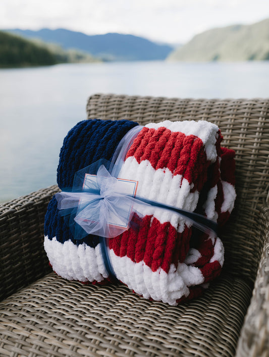 True Red, White, & Blue American Flag Blanket