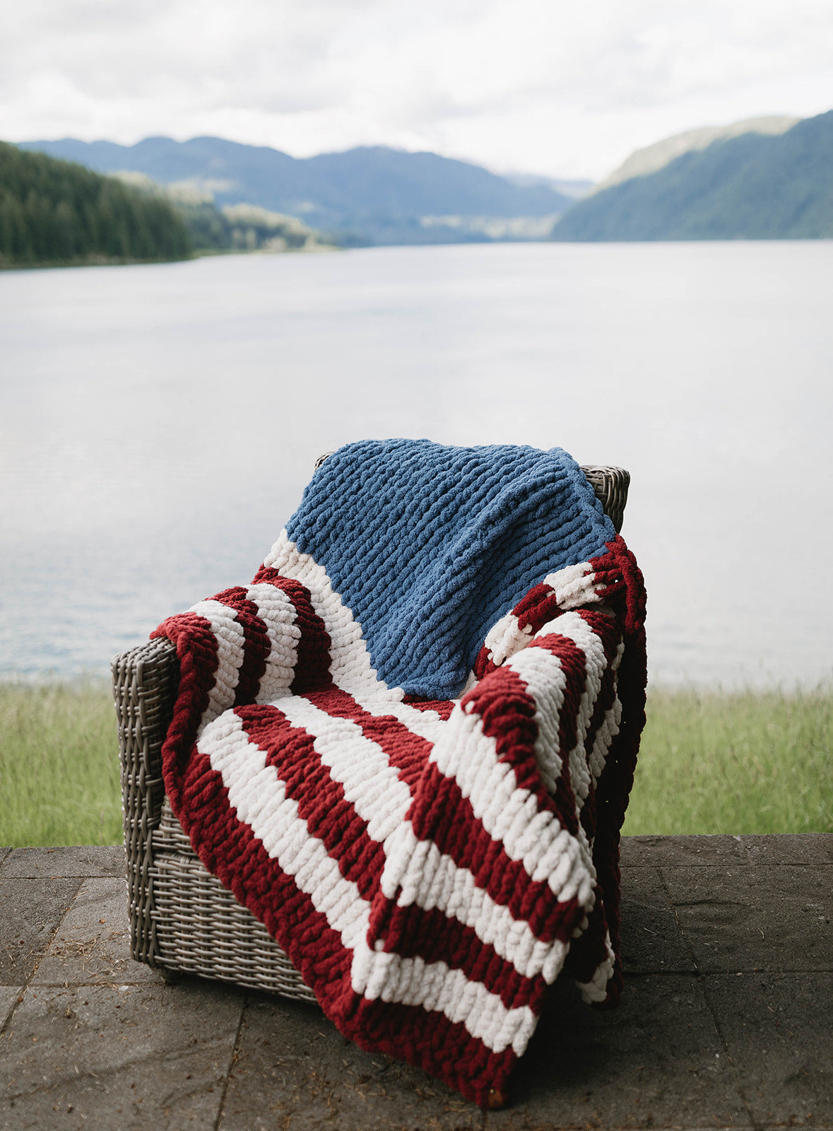 Rustic Farmhouse American Flag Blanket