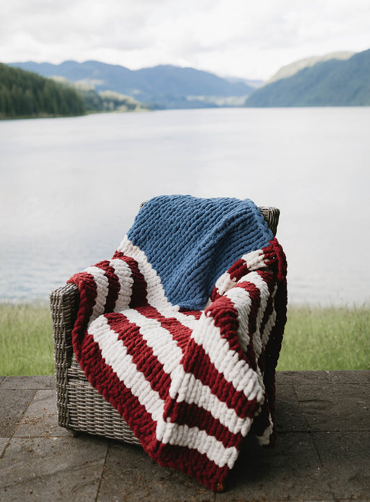 Rustic Farmhouse American Flag Blanket