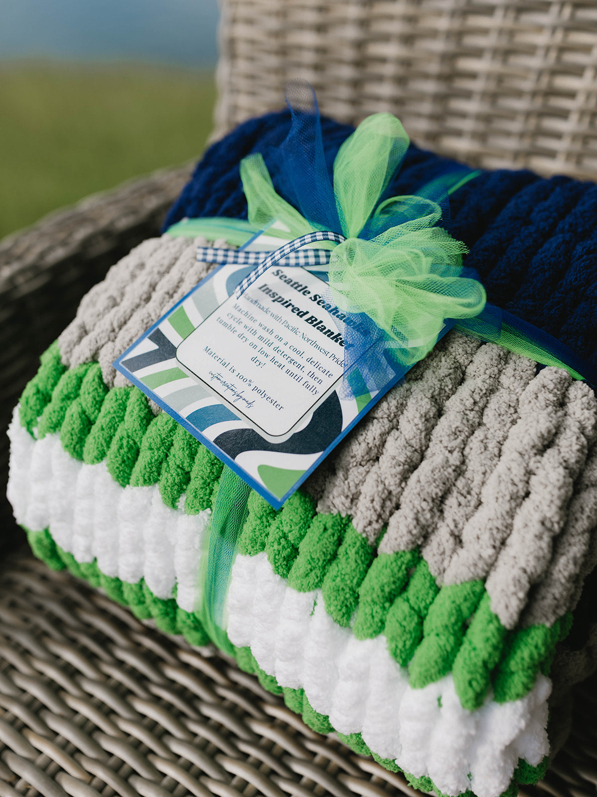 Seattle Seahawks Inspired Chunky Knit Blanket