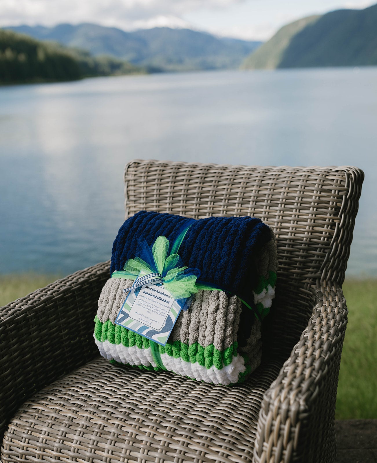 Seattle Seahawks Inspired Chunky Knit Blanket
