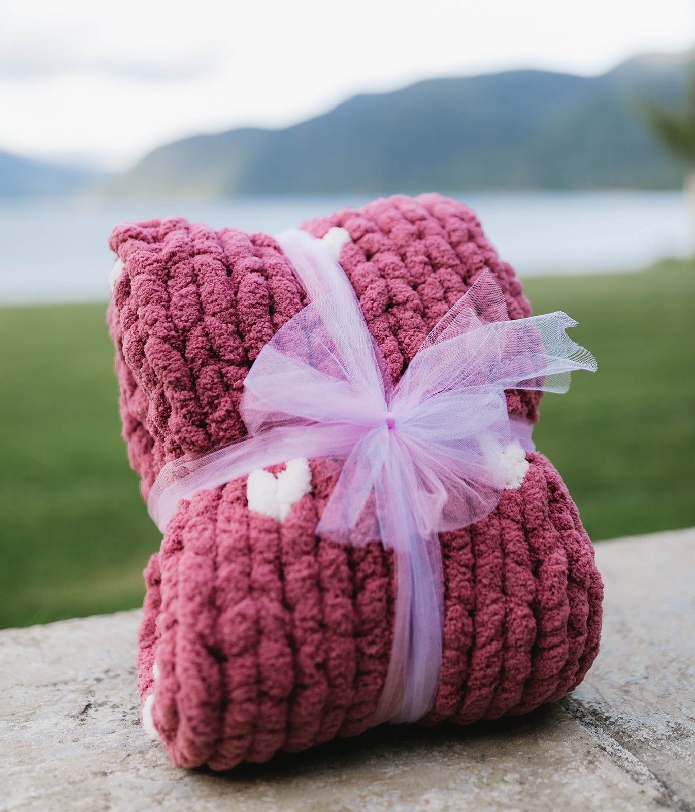 Mulberry Blanket with Hearts