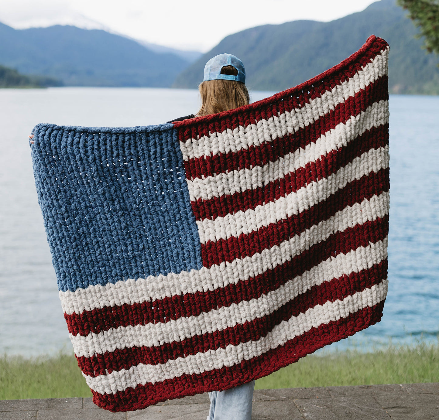 Rustic Farmhouse American Flag Blanket