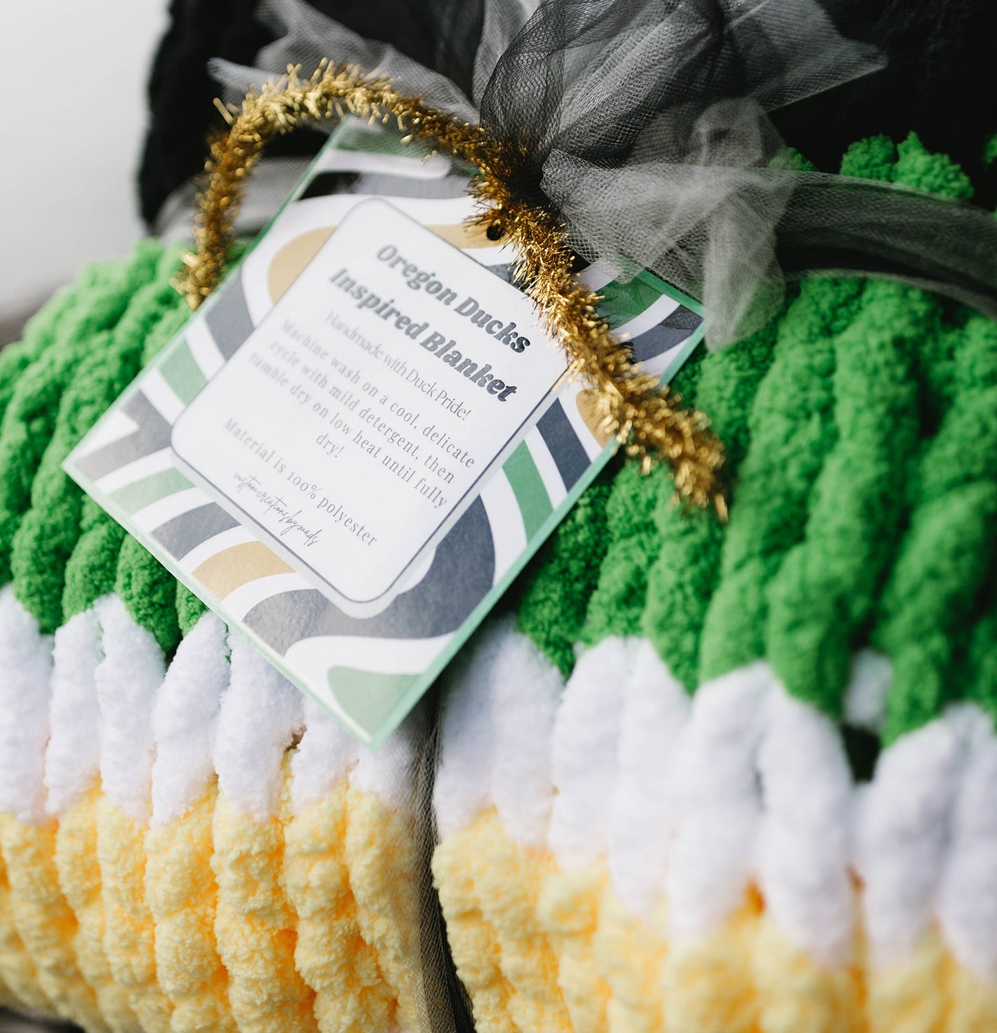 Oregon Ducks Inspired Chunky Knit Blanket