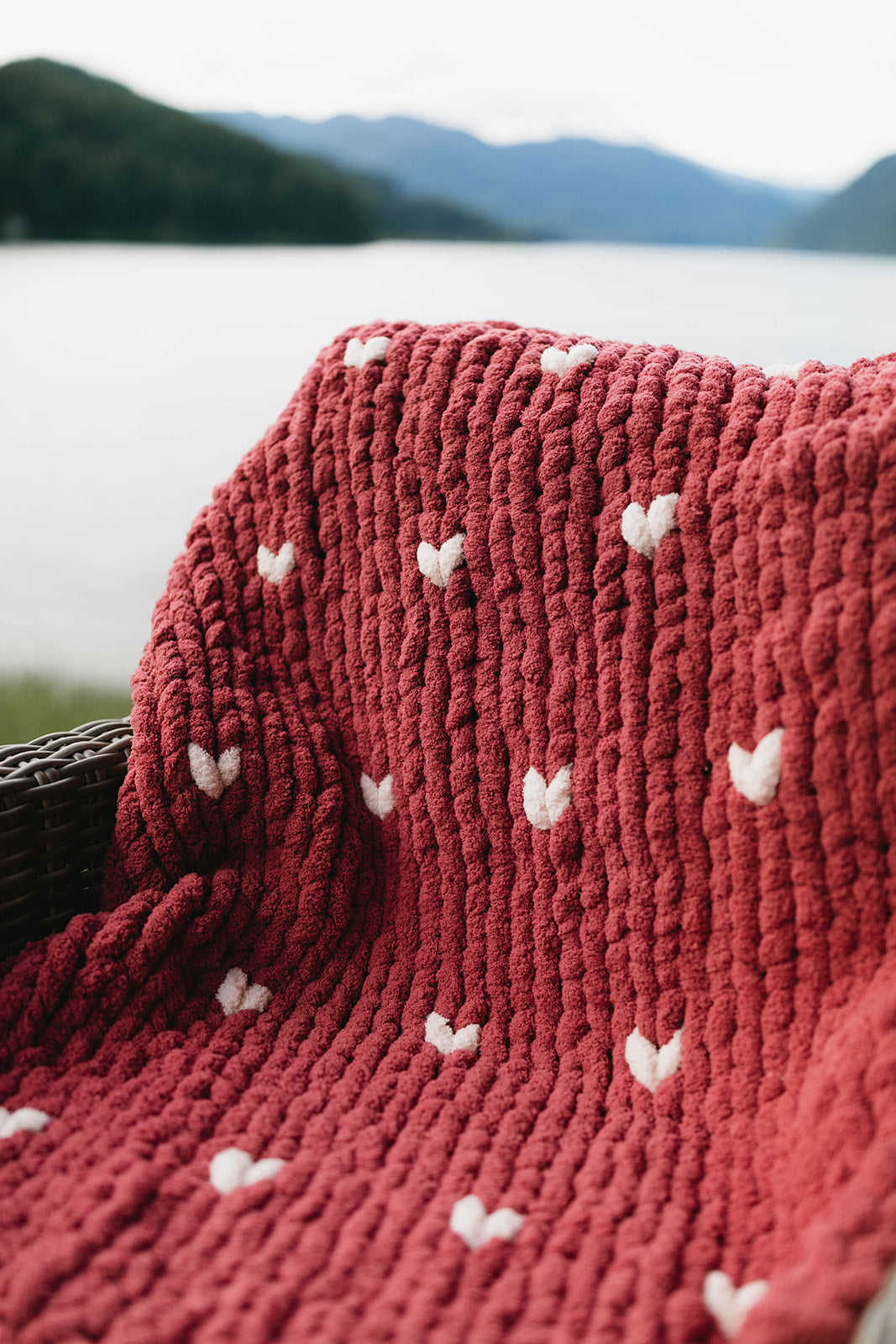 Mulberry Blanket with Hearts