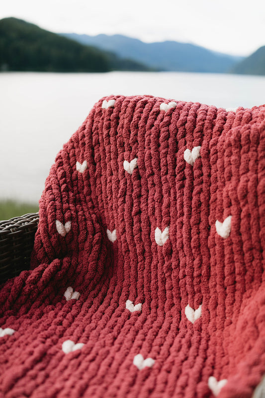 Mulberry Blanket with Hearts