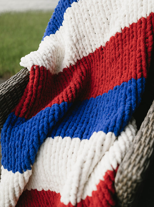 Red, White, and Blue Striped Blanket