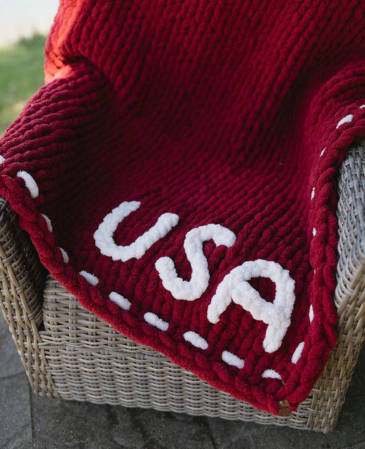 "USA" Chunky Knit Blanket