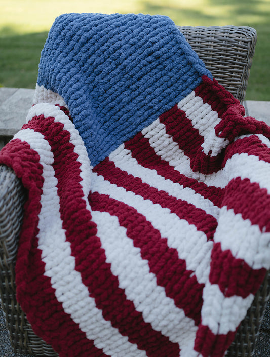 Rustic Farmhouse American Flag Blanket
