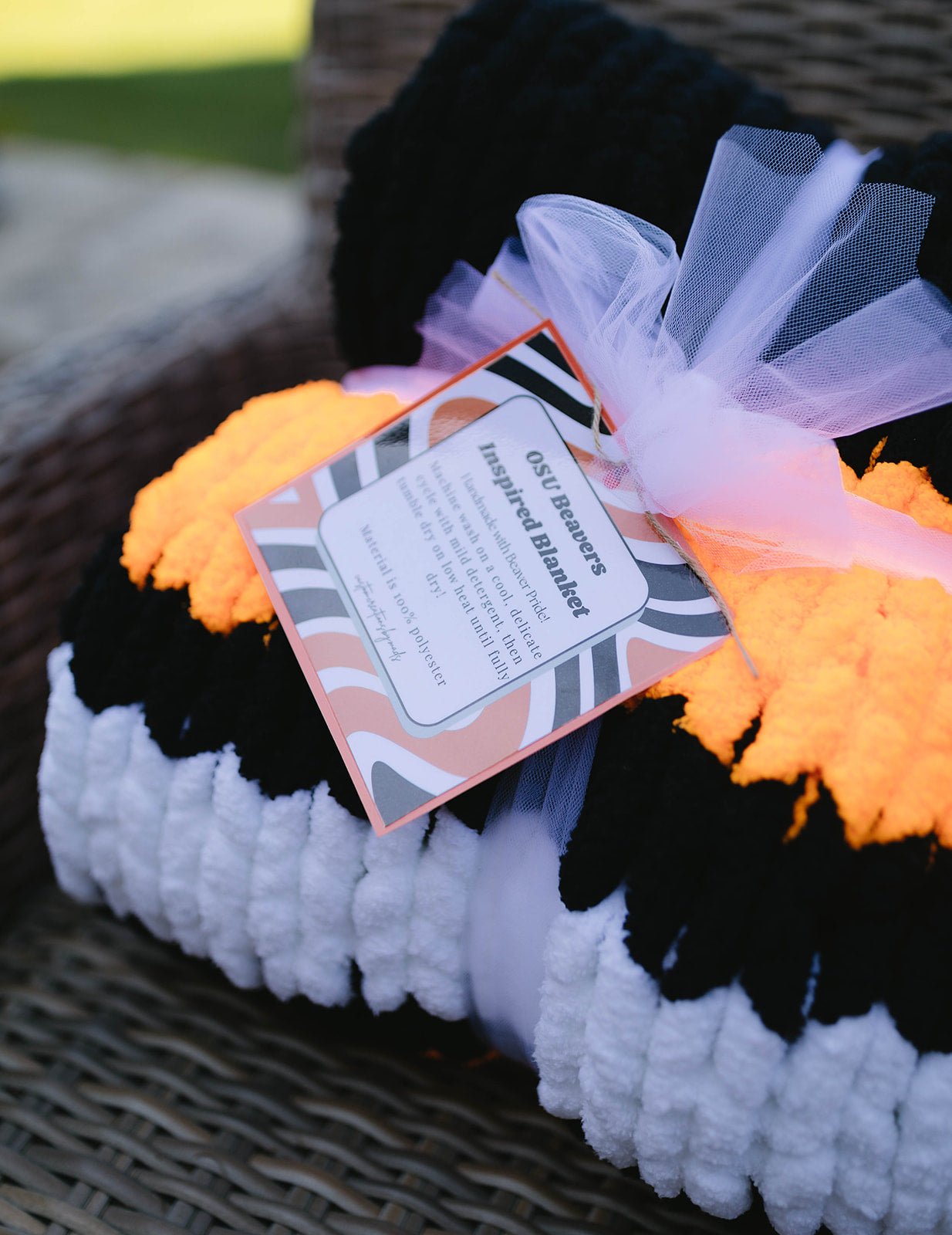 Oregon State Beavers Inspired Chunky Knit Blanket
