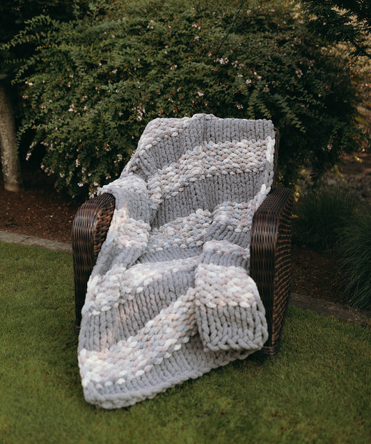 Soft Stone Gray Garter Stitch Blanket