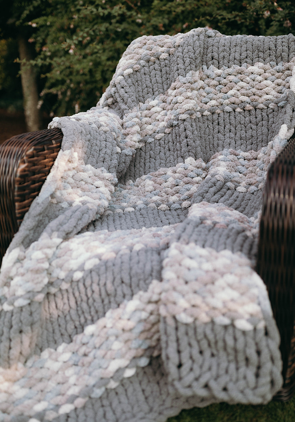 Soft Stone Gray Garter Stitch Blanket