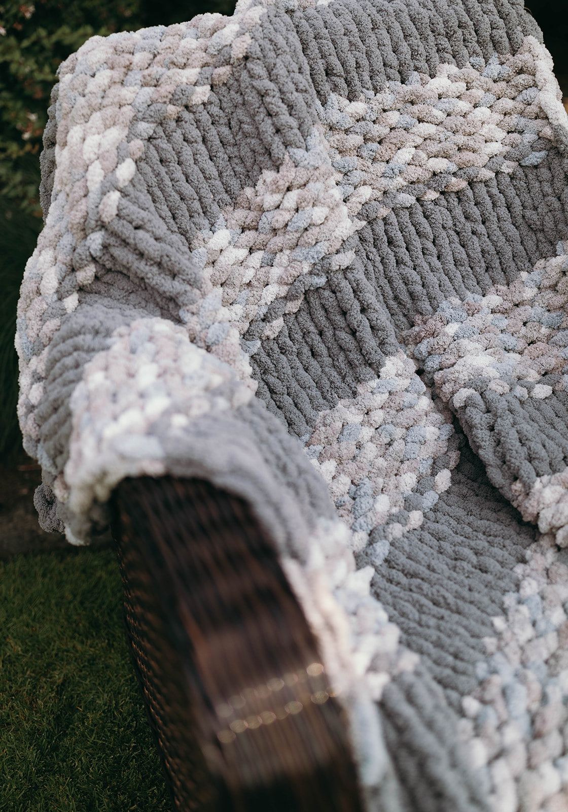 Soft Stone Gray Garter Stitch Blanket