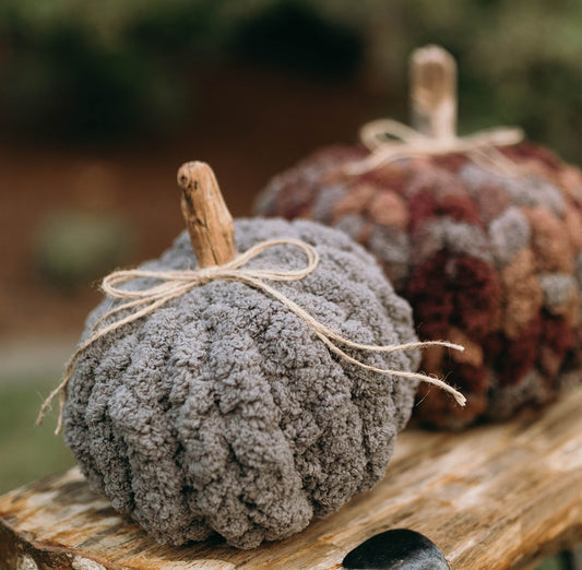 Gray Chunky Knit Pumpkin