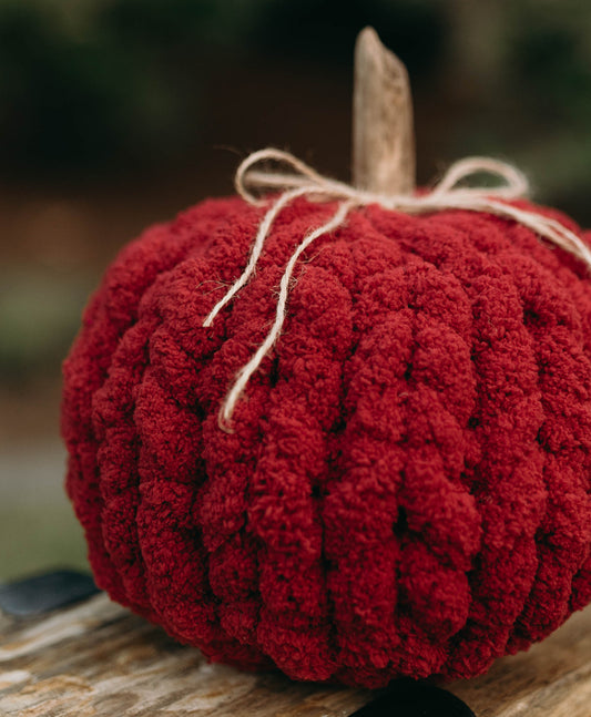 Cranberry Red Chunky Knit Pumpkin