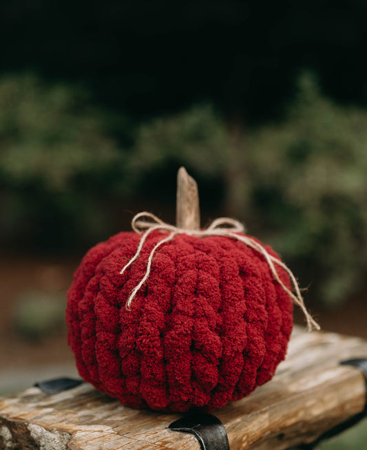 Cranberry Red Chunky Knit Pumpkin