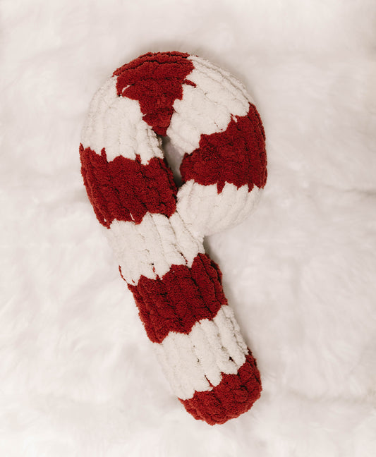 Candy Cane Chunky Knit Pillow