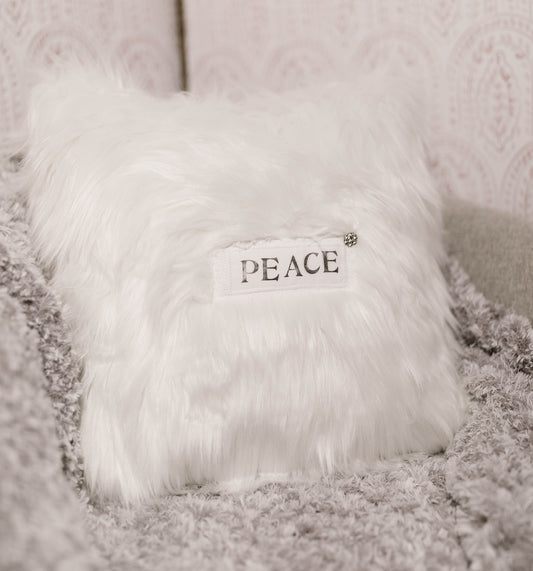 "Peace" Long Pile Faux Fur Pillow