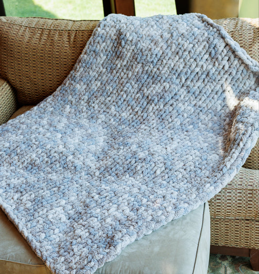 Silver Granite Chunky Knit Blanket