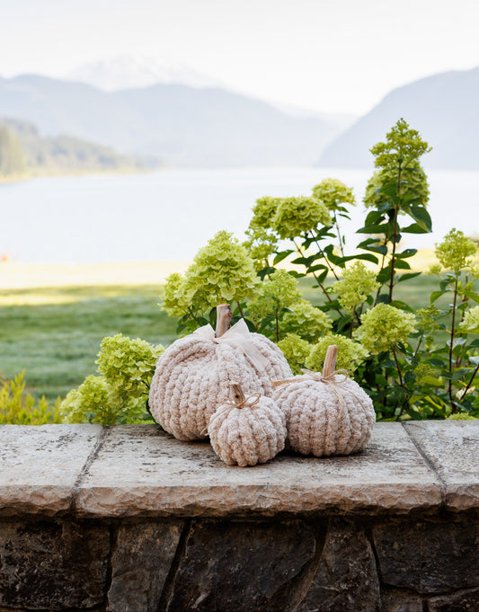 Oatmeal Beige Chunky Knit Pumpkin
