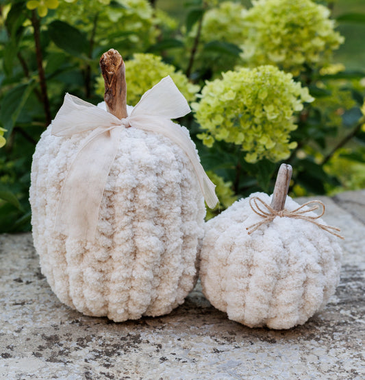 Ivory Chunky Knit Pumpkin